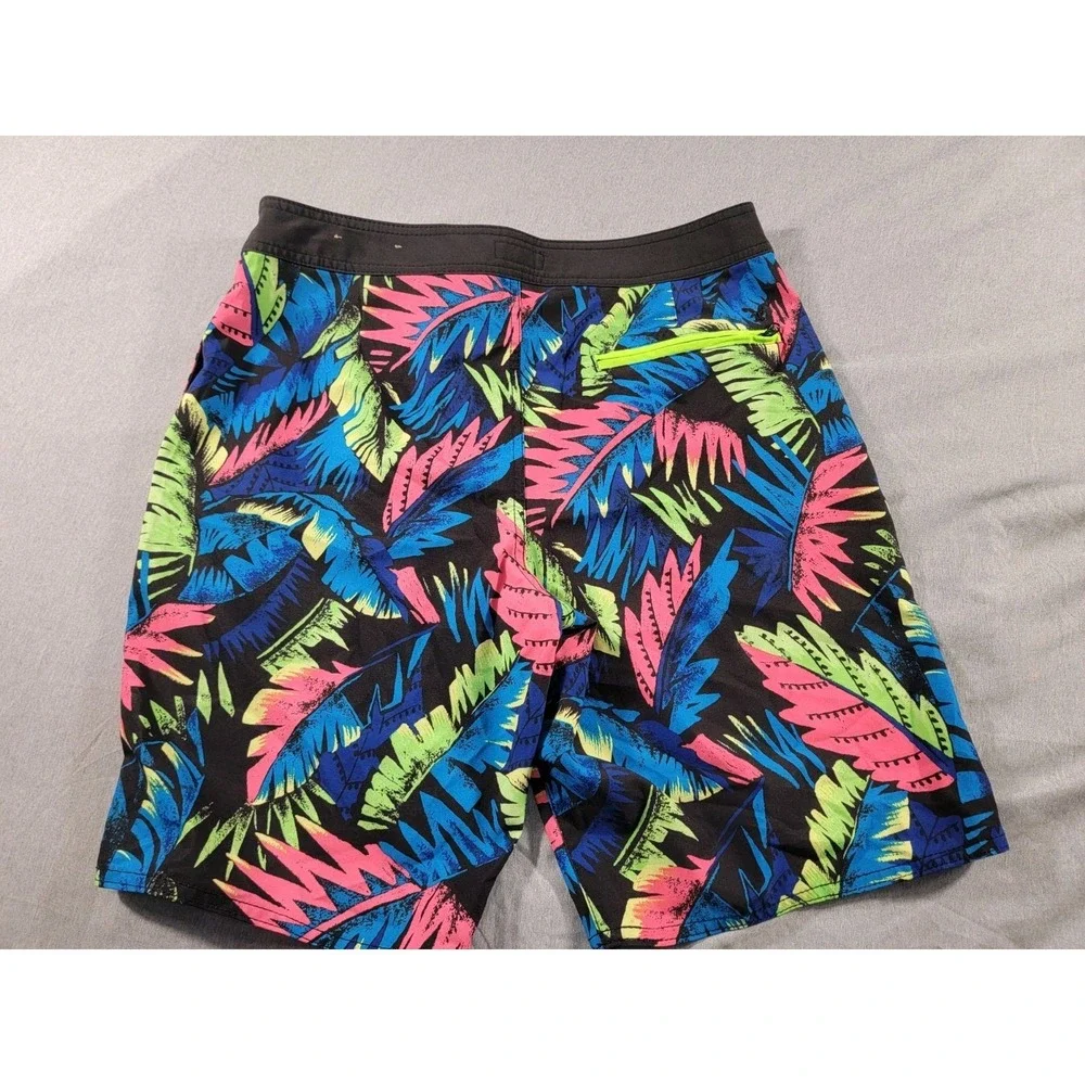 American Eagle Swim‎ Trunks Medium Neon Tropical Board Shorts Beach w/ Pockets